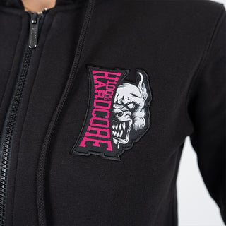 100% Hardcore Lady Hooded Zipper Vertical Black/Pink