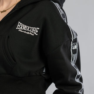 100% Hardcore Sudadera Cropped con Capucha y Cremallera Negro