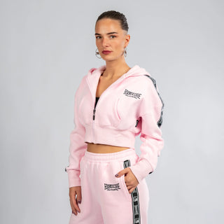 100% Hardcore Sudadera Cropped con Capucha y Cremallera Rosa
