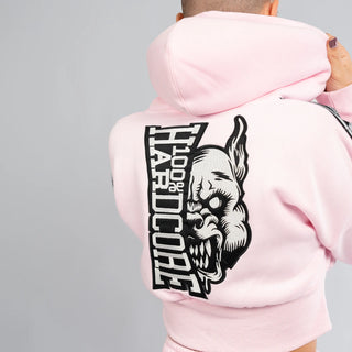 100% Hardcore Sudadera Cropped con Capucha y Cremallera Rosa