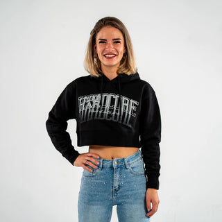 100% Hardcore Cropped Hoodie Faded