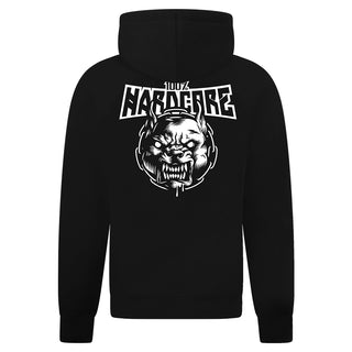 Sudadera con capucha y cremallera 100 % hardcore en negro furia