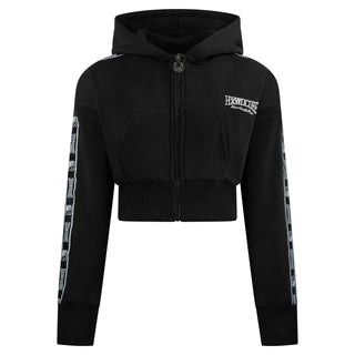 100% Hardcore Sudadera Cropped con Capucha y Cremallera Negro