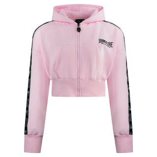 100% Hardcore Sudadera Cropped con Capucha y Cremallera Rosa