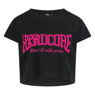 100% Hardcore Cropped T-shirt Essential Black / Pink