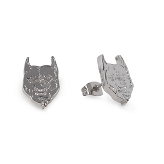Pendientes de botón 100% Hardcore Branded Rage Silver