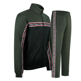 Australian Acetate Trainingsuit With Tri-Color Taping Black | Dark Green