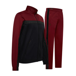 Australian Acetate Trainingsuit With Shadow Taping Black | Bordeaux Red