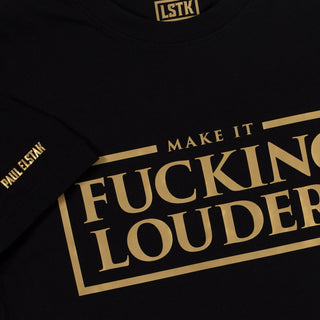 DJ Paul Elstak T-shirt Make It Fucking Louder Metallic Goud