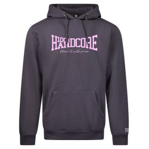 100% Hardcore Hoodie Antraciet - Roze logo