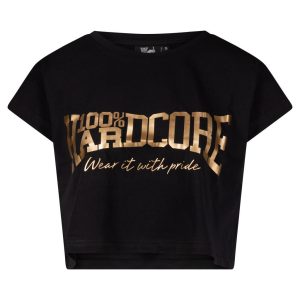 100% Hardcore Cropped T-shirt Essential Zwart - Goud